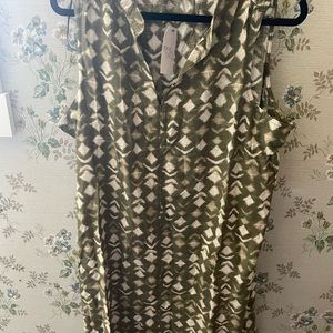NWT olive print linen shift dress